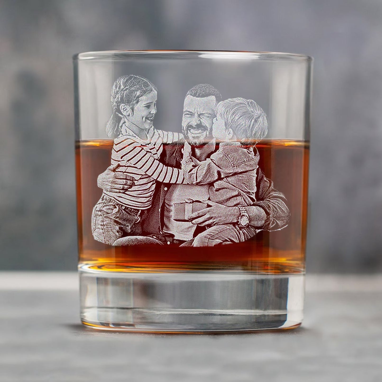 Custom Photo & Handwriting Whiskey Glass Engraved