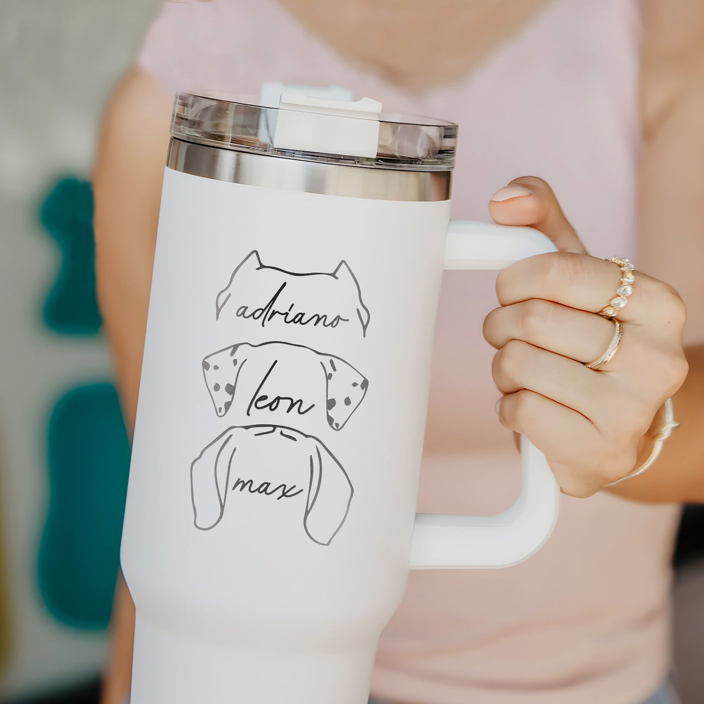 Personalized Dog Mom 40oz Tumbler With Handle Engraved