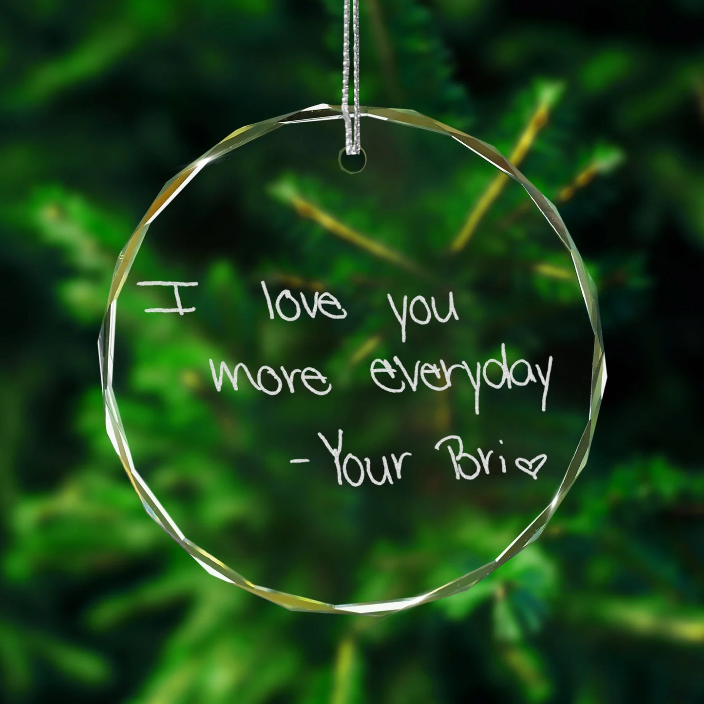 Personalized Handwritten Glass Ornament Engraved