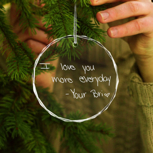 Personalized Handwritten Glass Ornament 