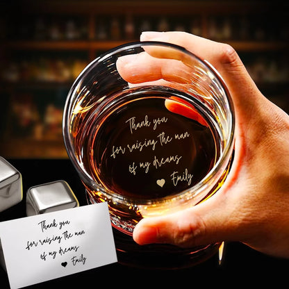 Personalized Gift for Father of the Groom - Custom Wedding Whiskey Glass with Your Handwriting Message