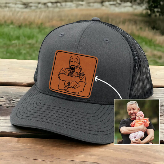 Custom Outline Portrait Trucker Hat Gifts for Dad