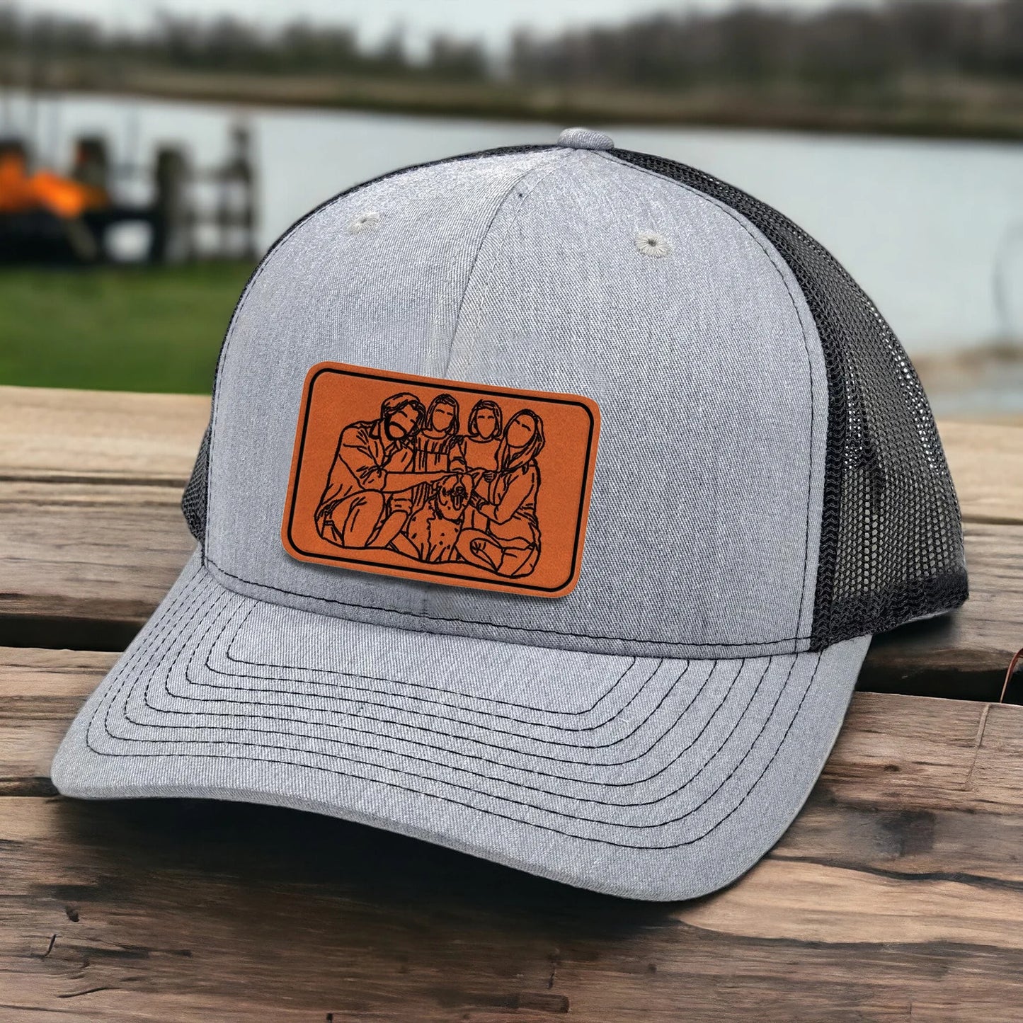 Custom Outline Portrait Trucker Hat Gifts for Dad