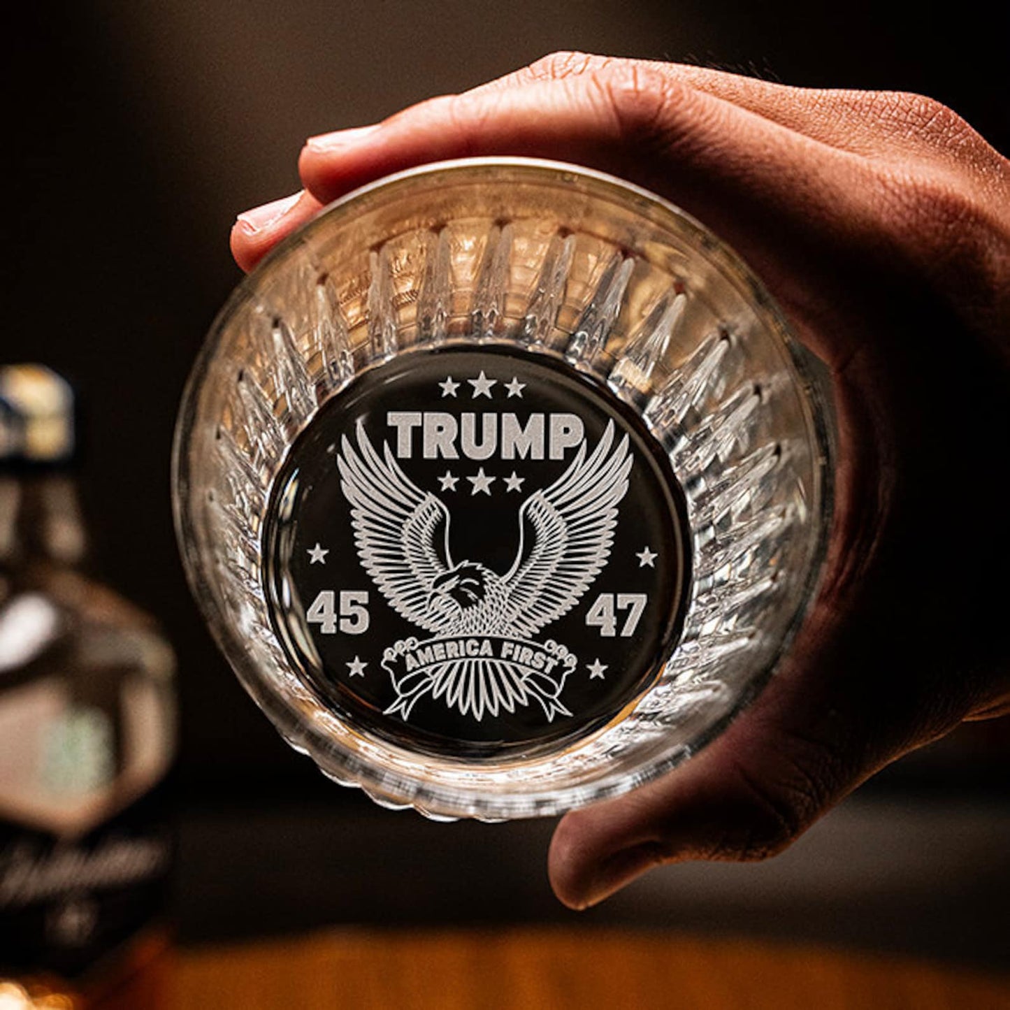 Donald Trump 45-47 President Whiskey Glass Engraved