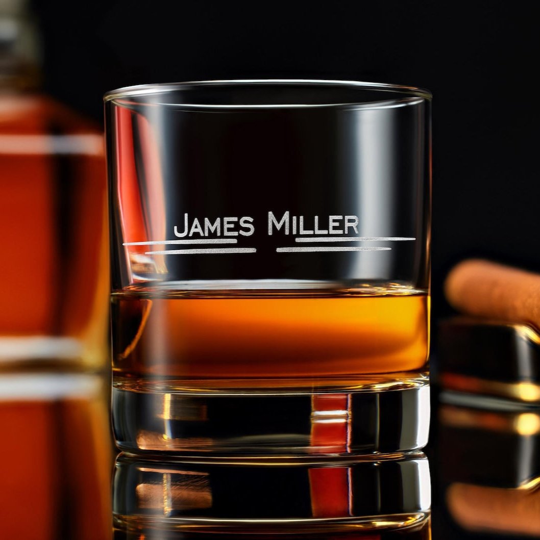 Custom Premium Whiskey Glass With Bottom Engraving