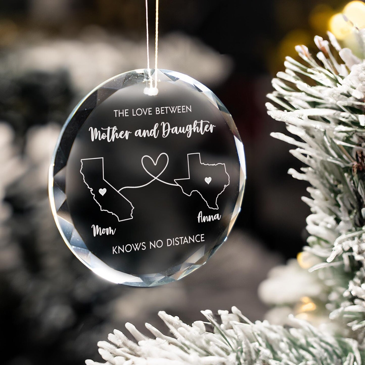 Custom Long Distance Christmas Ornament Gift for Mom