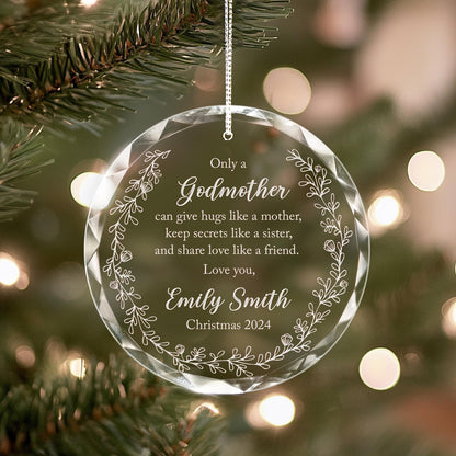 Personalized Godmother Christmas Ornament Engraved