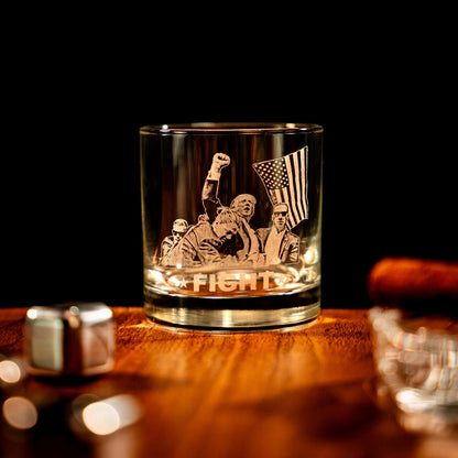 Donald Trump Fight President 45 47 Whiskey Glass Engraved