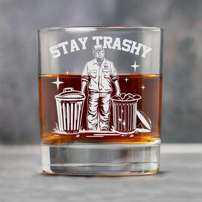 President Trump Stay Trashy Whiskey Glass Engraved