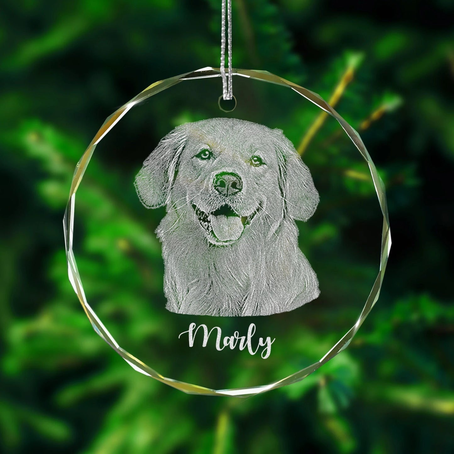 Personalized Pet Glass Ornament Engraved