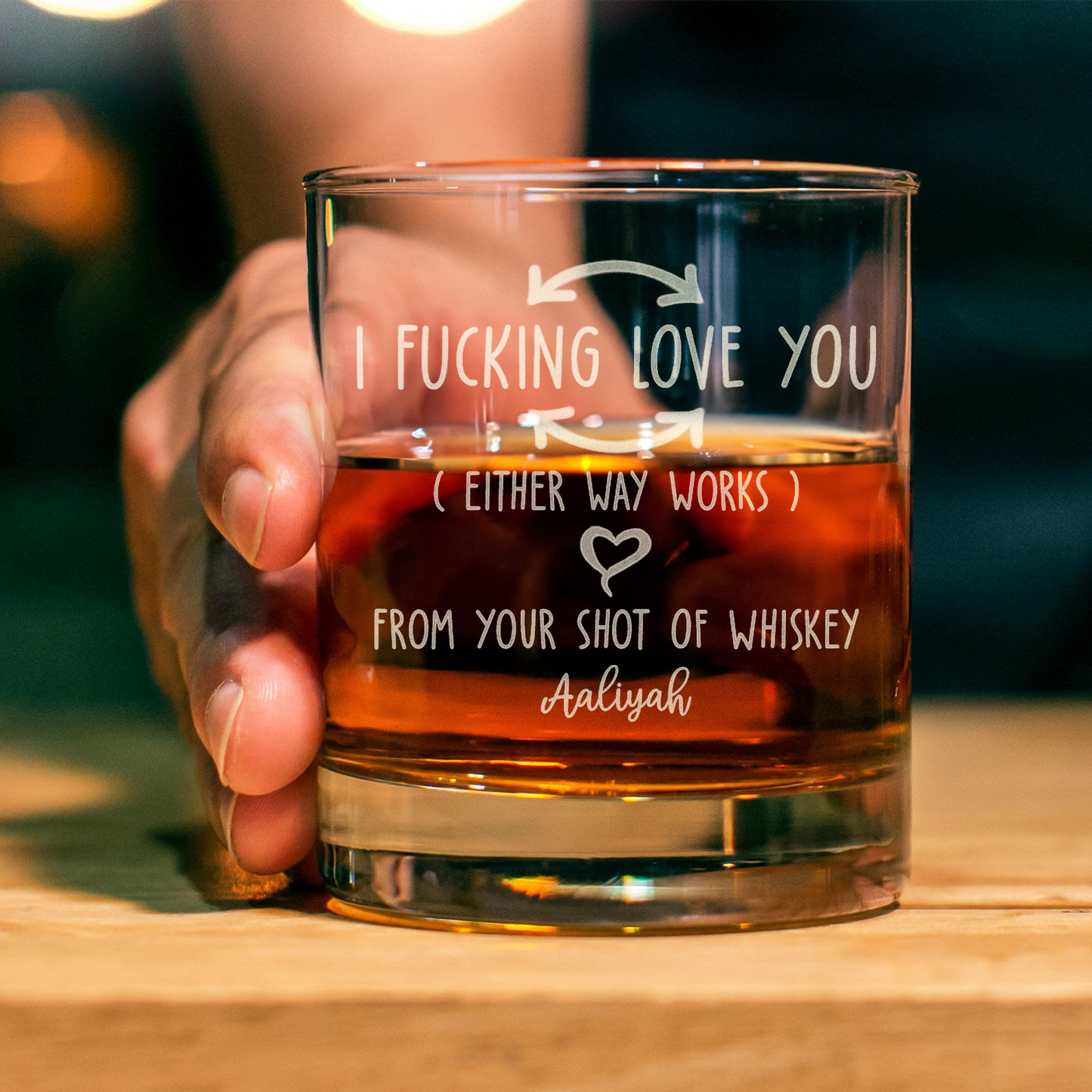 Custom I F-king Love You Whiskey Glass