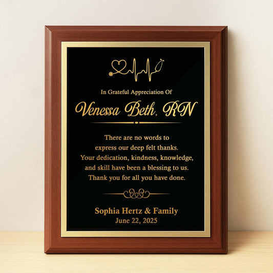 Nurse Appreciation Custom Plaque as heartfelt nurse appreciation gifts for dedicated caregivers