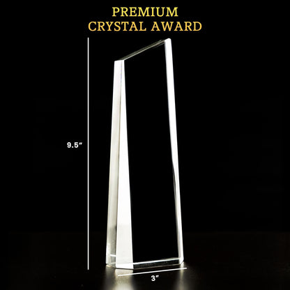 Elegant crystal Personalized 10 Years of Service Crystal Award presented as meaningful 10 years of service award for employees  