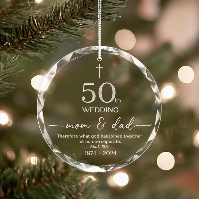 This stunning wedding ornament is an ideal 50th wedding anniversary gift for parents, a cherished keepsake for their golden anniversary.