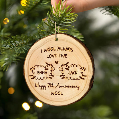 Wedding anniversary gifts for couple made special with engraved 7th anniversary ornament  