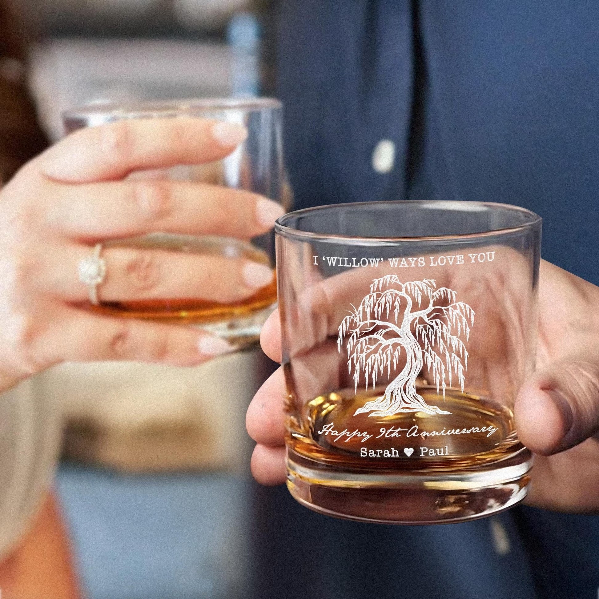 Wedding gifts for couples include personalized whiskey glasses for anniversary celebrations  