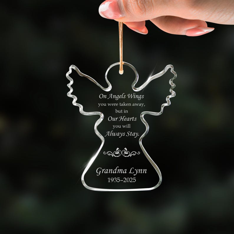 A heartfelt remembrance gift for the loss of a mother, this Personalized Angel Memorial Glass Ornament is a cherished keepsake.
