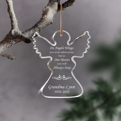This grandmother ornament for Christmas, a Personalized Angel Memorial Glass Ornament, serves as a beautiful sympathy gift.