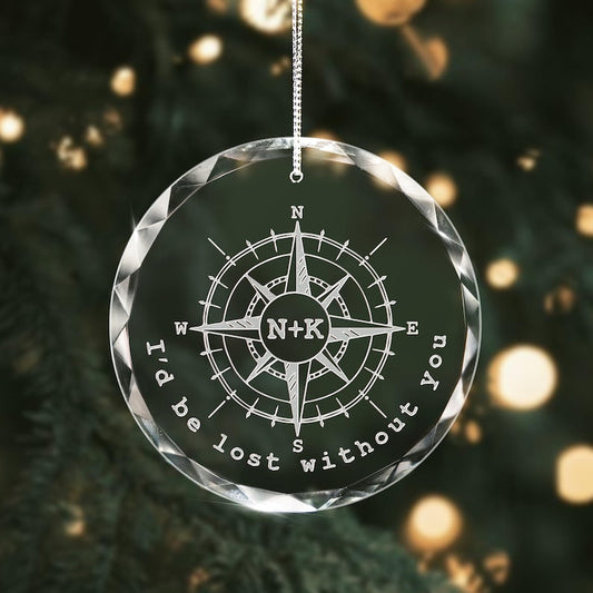 Personalized Anniversary Compass Ornament as a custom christmas ornament for celebrating love  