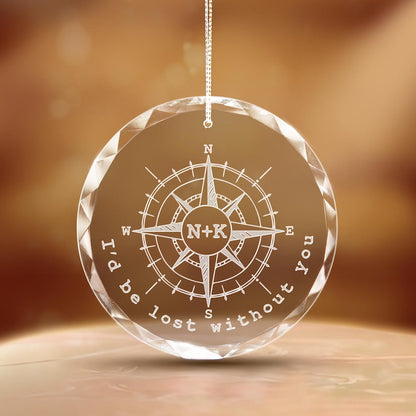 Compass engraved gift style Personalized Anniversary Compass Ornament for meaningful anniversaries  