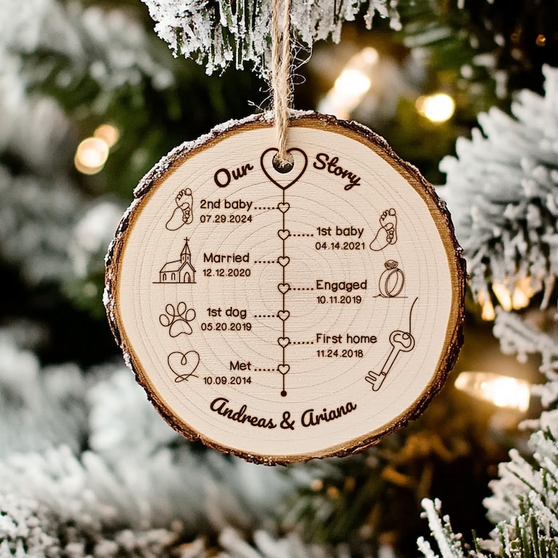 Personalized Anniversary Wedding Wooden Ornament showcased as a meaningful anniversary gift for husband