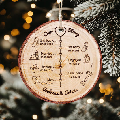 Stylish Personalized Anniversary Wedding Wooden Ornament presented as a thoughtful wedding gift for husband