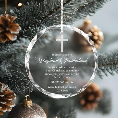 The perfect Christian Christmas gift, this Personalized Appreciation Glass Ornament is a cherished keepsake for any pastor.