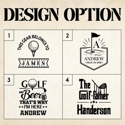 Personalized leather golf bag tags and unique golf gifts for dad, perfect for a passionate golf dad.
