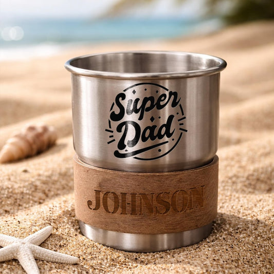 Personalized Best Dad Ever camping mug, a unique custom camp mug and engraved Father's Day gift for dad.