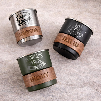 Daddy mugs for Father's Day and stainless steel travel cup, a durable personalized camping mug for a special dad.