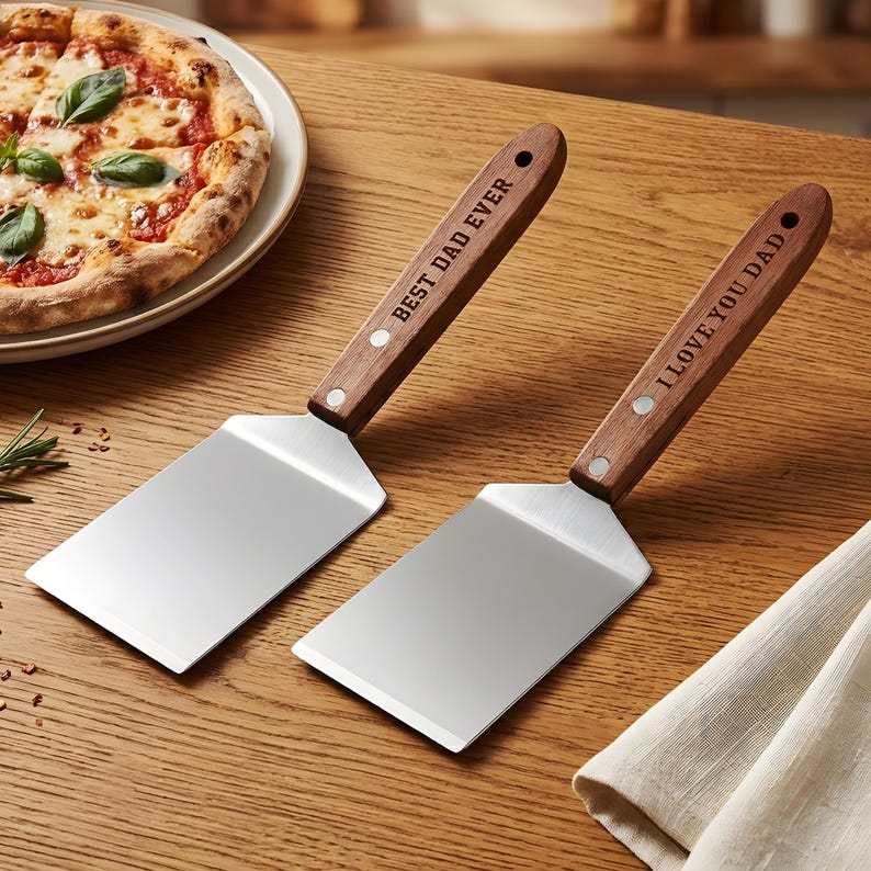Personalized grill spatula with "Best Dad Ever" engraving, a unique custom bbq spatula and engraved Father's Day gift.
