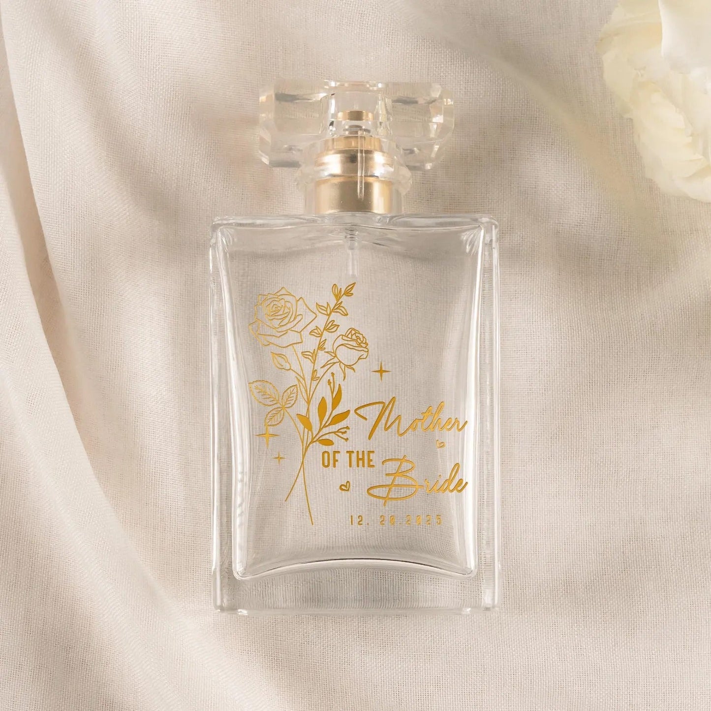 Beautiful Personalized Birth Flower Glass Perfume Bottle suitable as wedding gift for mom and special family occasions  