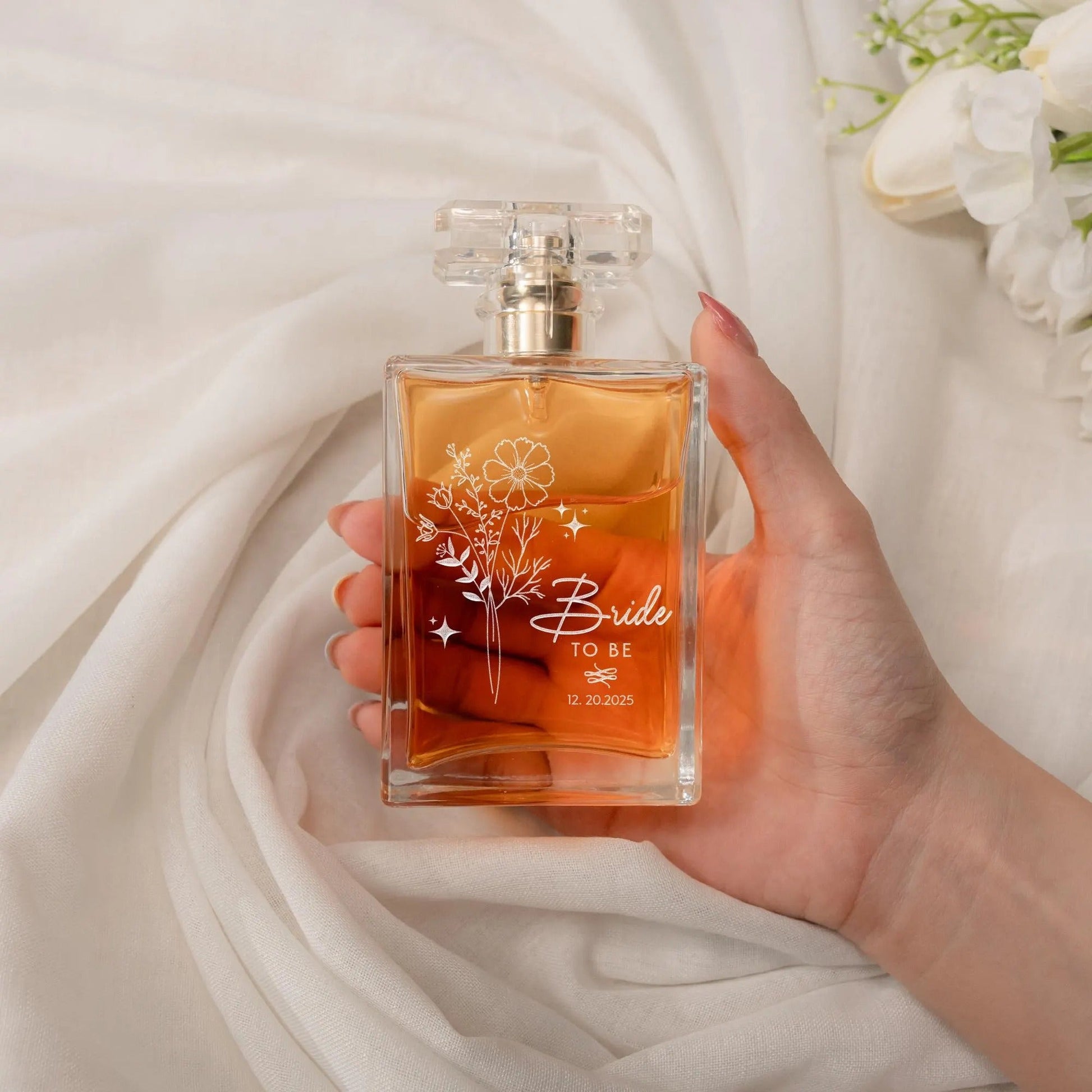 Meaningful Personalized Birth Flower Glass Perfume Bottle designed as mother daughter wedding gifts and treasured family gift  