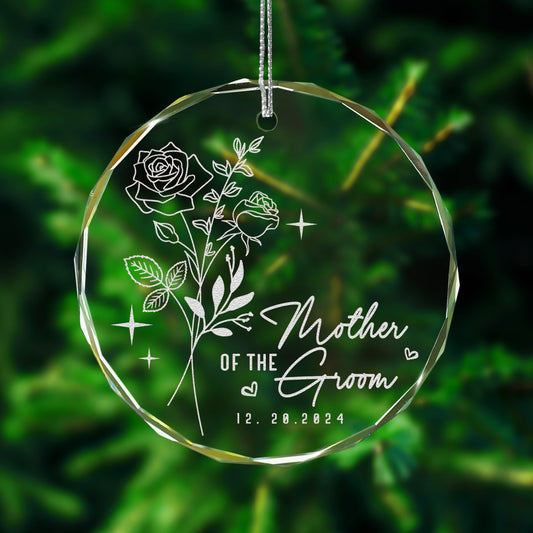 Personalized Birth Flower Wedding Glass Ornament designed as elegant wedding ornaments for special occasions