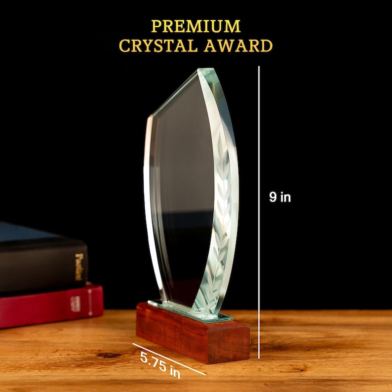 This crystal award, a Personalized Boss Appreciation Crystal Award, is an ideal choice for custom corporate gifts.