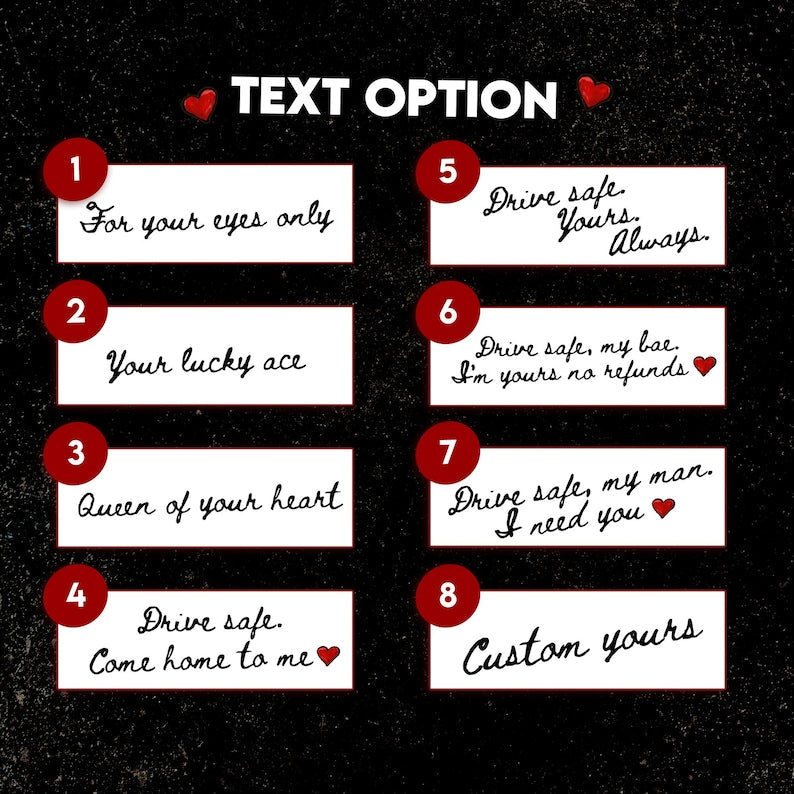 The perfect rear view mirror accessory, this boudoir-style car visor picture frame is a romantic Valentine's gift for him.