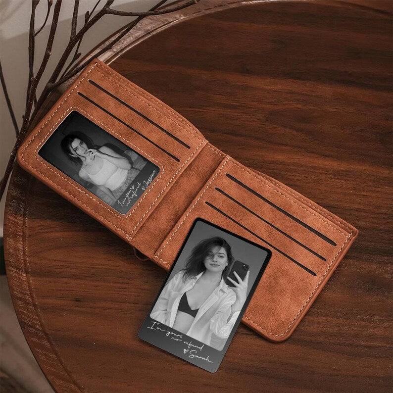 Custom metal wallet card, the Personalized Boudoir Photo Metal Wallet Card is a meaningful and spicy Valentine gift for him.