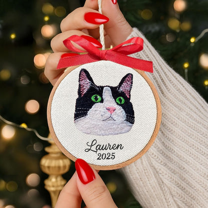 Custom Photo Ornament Personalized Embroidery Ornament for Cat Lovers