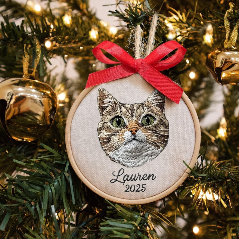 Cat Portrait Embroidery Ornament Gifts for Cat Owners