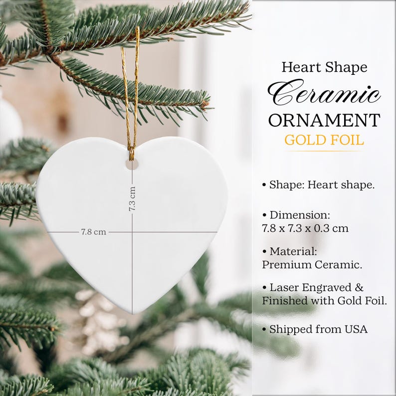 This custom bible ornament, a Personalized Christian Wedding Ceramic Ornament, is a thoughtful ceramic Christmas tree ornament.