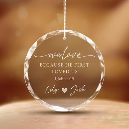 Mark their first holiday together with a Personalized Christian Wedding Glass Ornament, a unique 'our first Christmas' couple ornament.