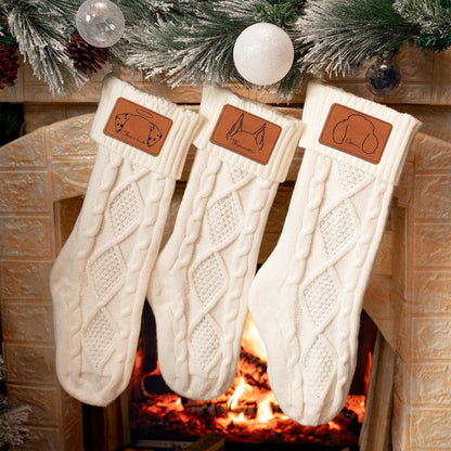 An elegant leather Christmas stocking, the Personalized Christmas Stockings for Dog Lovers are perfect gifts for pet owners.
