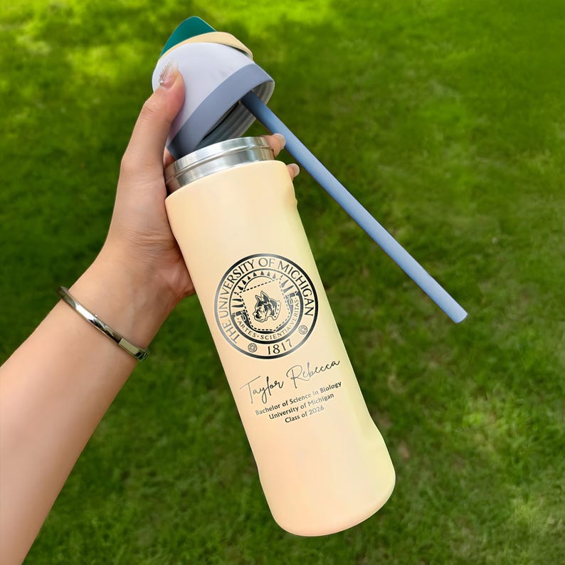 The perfect customized graduation gift, this logo water bottle is a must-have for the Class of 2026.