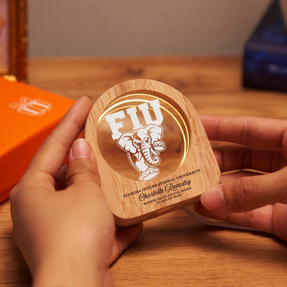 Customized engraved night light for the Class of 2026, featuring high-end crystal craftsmanship.