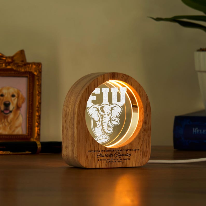 Unique university logo LED lamp, making it one of the best personalized gifts for 2026 graduates.
