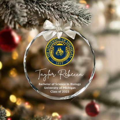 Personalized College Logo Graduation Glass Ornament