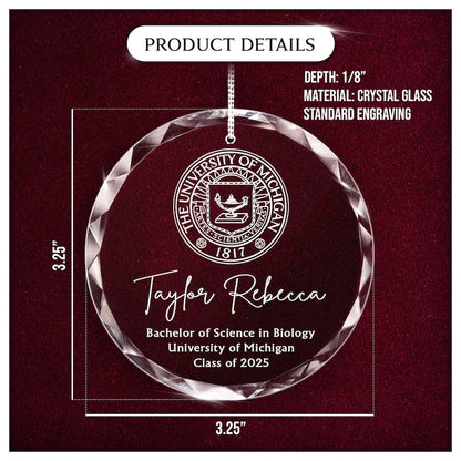 A beautiful university ornament, this Personalized College Logo Graduation Glass Ornament is a lasting memento of their achievement.