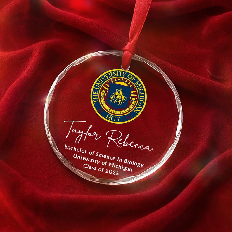 Personalized College Logo Graduation Glass Ornament