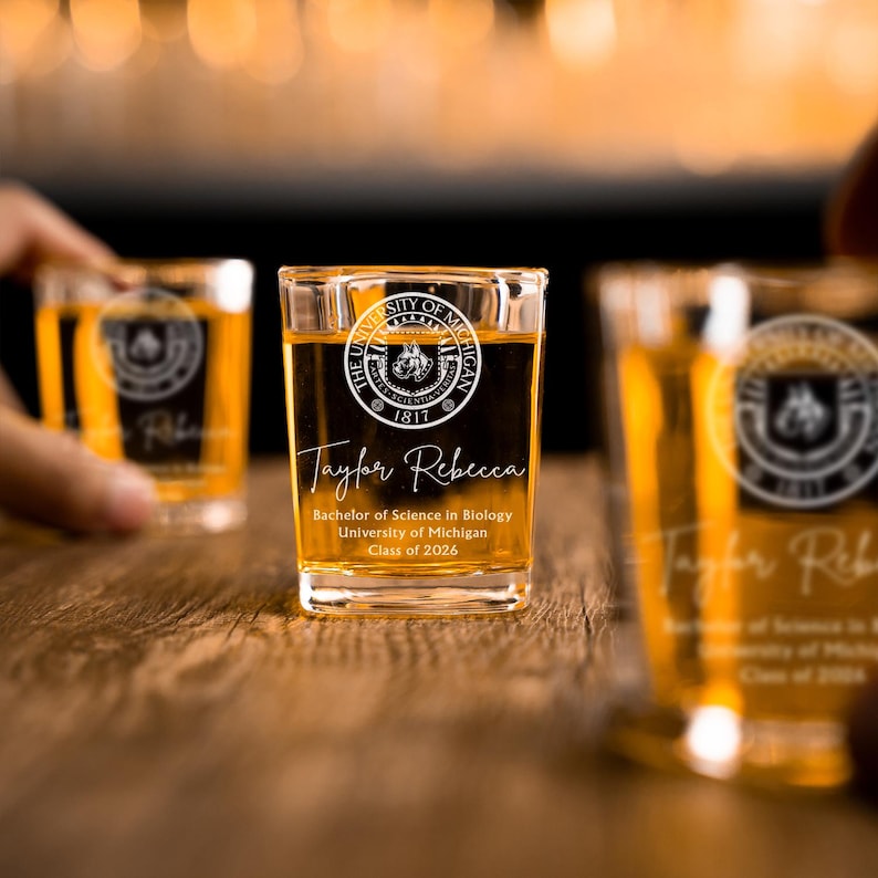 High-quality engraved graduation gifts, ideal for those seeking personalized shot glasses for 2026.