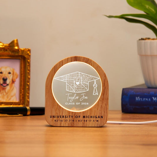 Personalized College Map Crystal Night Light for Class of 2026, a high-quality and unique gift.
